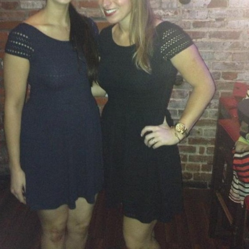 Bloomingdale’s black crotchet mini dress